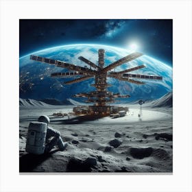 Space Station On The Moon Canvas Print