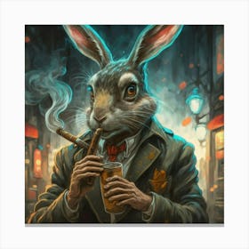 Rabbit Smoking A Cigarette Canvas Print