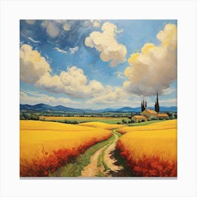 Van Gogh style, Sunny landscape Canvas Print