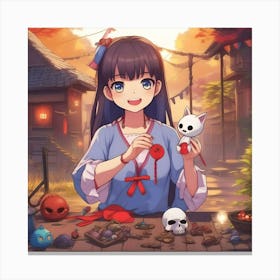 Anime Girl Playing Canvas Print