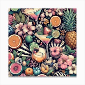 Tropical Fruit Seamless Pattern Canvas Print