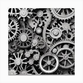 Black And White Gears 2 Canvas Print