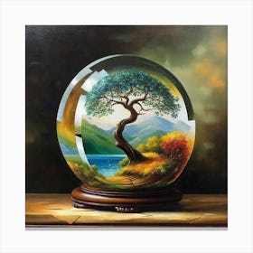 Tree In A Glass Ball 2 Canvas Print