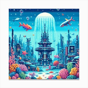 8-bit underwater city 2 Canvas Print