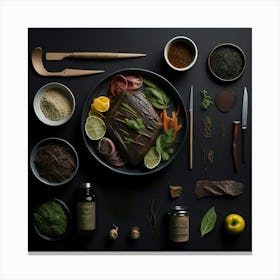 Barbecue Props Knolling Layout (122) Canvas Print
