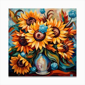 Sunflowers In A Vase 3 Canvas Print