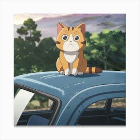 Cat On A Car Canvas Print