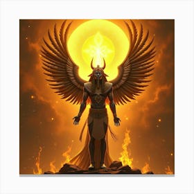 Egyptian God Ra Surrounded By Sunlight And Solar Symbols 1 Canvas Print