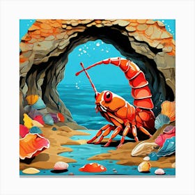 Lobster In The Cave Canvas Print