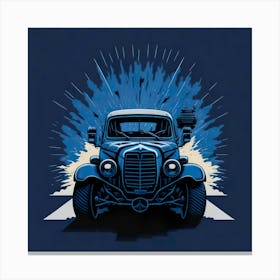Car Blue Artwork Of Graphic Design Flat (74) Canvas Print
