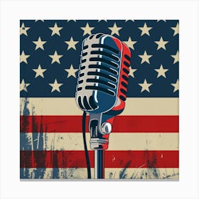 American Flag With Microphone Canvas Print