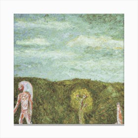 An Impressionist Oil Painting Of Annunaki And Human Canvas Print