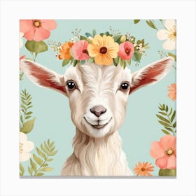 Floral Baby Goat Nursery Illustration (24) Canvas Print