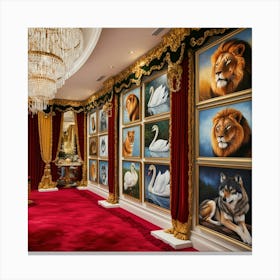 Lions In A Room 1 Canvas Print