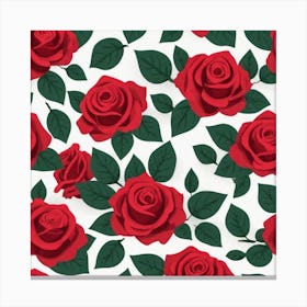 Red Roses Seamless Pattern 2 Canvas Print