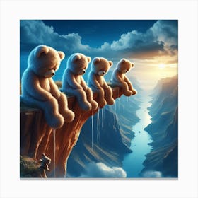 Teddy Bears On Cliff Canvas Print