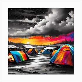 Tents At Sunset 1 Canvas Print