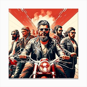 Portrait Of A Modern Biker Gang Transformed Canvas Print