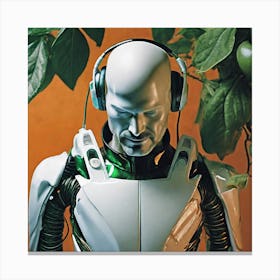 Robot With Headphones 11 Canvas Print