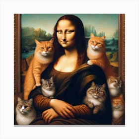 Mona lisa with Cat Canvas Print