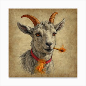 Goat With A Cigarette 1 Canvas Print