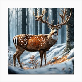 Deer In The Woods 62 Canvas Print