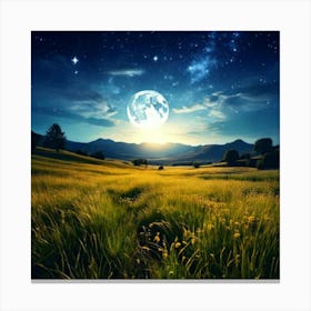 Firefly Serene Meadow Under A Mystical Moonlit Sky 33857 (2) Canvas Print