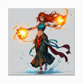 Fire Wraith The Magic of Watercolor: A Deep Dive into Undine, the Stunningly Beautiful Asian Goddess Canvas Print