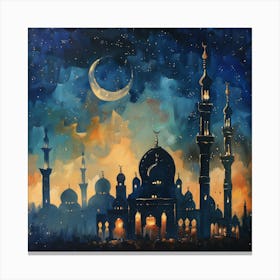 Muslim Mosque At Night 5 Canvas Print