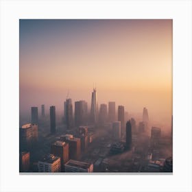 Foggy City Skyline Canvas Print
