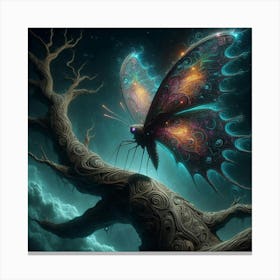 Butterfly On A Tree Canvas Print