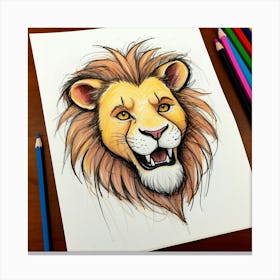 Lion Drawing 10 Canvas Print