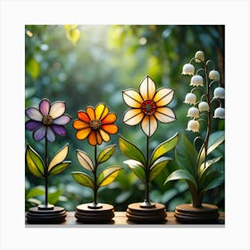 Stained Glass Flowers Canvas Print