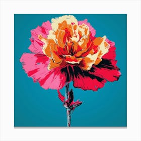 Andy Warhol Style Pop Art Flowers Carnation Dianthus 2 Square Canvas Print