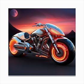 Motorcycle In The Night 1 Canvas Print