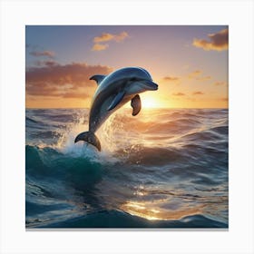 Dolphin Jumping In The Ocean Canvas Print