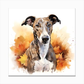 Tan and White Greyhound Autumn Colours Canvas Print