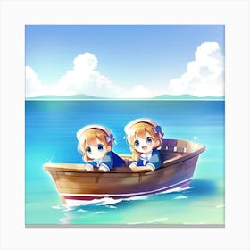 Girls in the boat Canvas Print