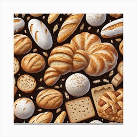 Seamless Pattern Of Bread 2 Canvas Print