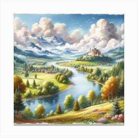 Landscape With Castle Canvas Print