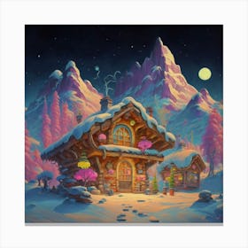 Mountain village snow wooden 6 2 Canvas Print