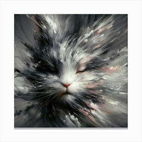 Cat In Black And White Canvas Print