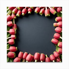 Pink Tulips In A Frame Canvas Print