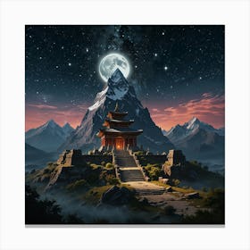 Asian Temple At Night Canvas Print