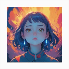 Anime Girl In Front Of Fire Canvas Print