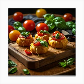 Tomato And Basil Stuffed Pastries Canvas Print