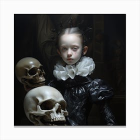 Girl With Skulls 4 Canvas Print