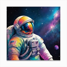 Astronaut Colorful Illustration Art Print 4 Canvas Print