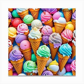 Colorful Ice Cream Cones Canvas Print