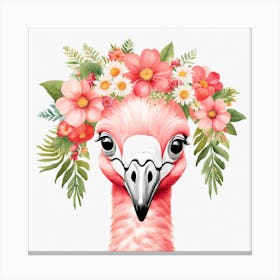 Floral Baby Flamingo Nursery Illustration (26) Canvas Print